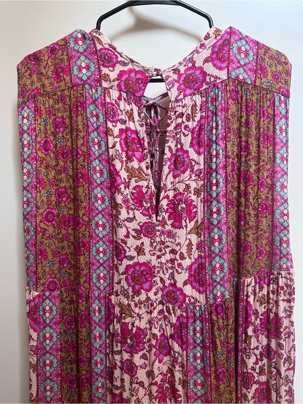Free People Hanalei Bay Maxi Dress Patchwork Boho Floral Tiered Maxi Dress - Picture 10 of 13